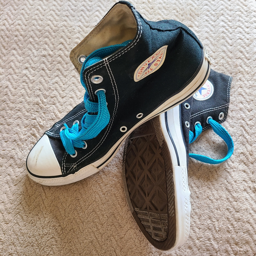 Y2k Vtg Original Converse All Star Black High Top Men's Size M/9 W/11